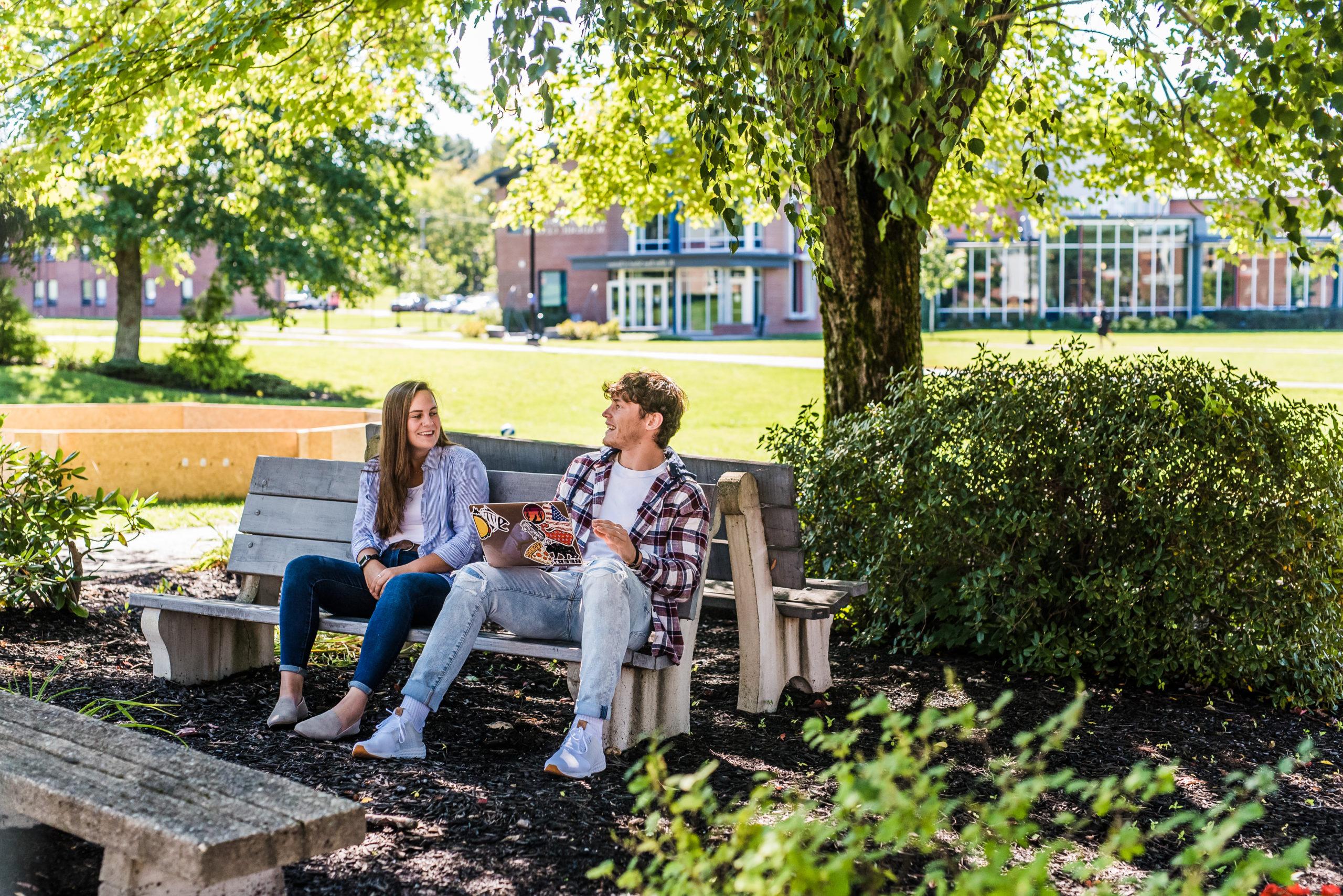 Students sitting on a bench